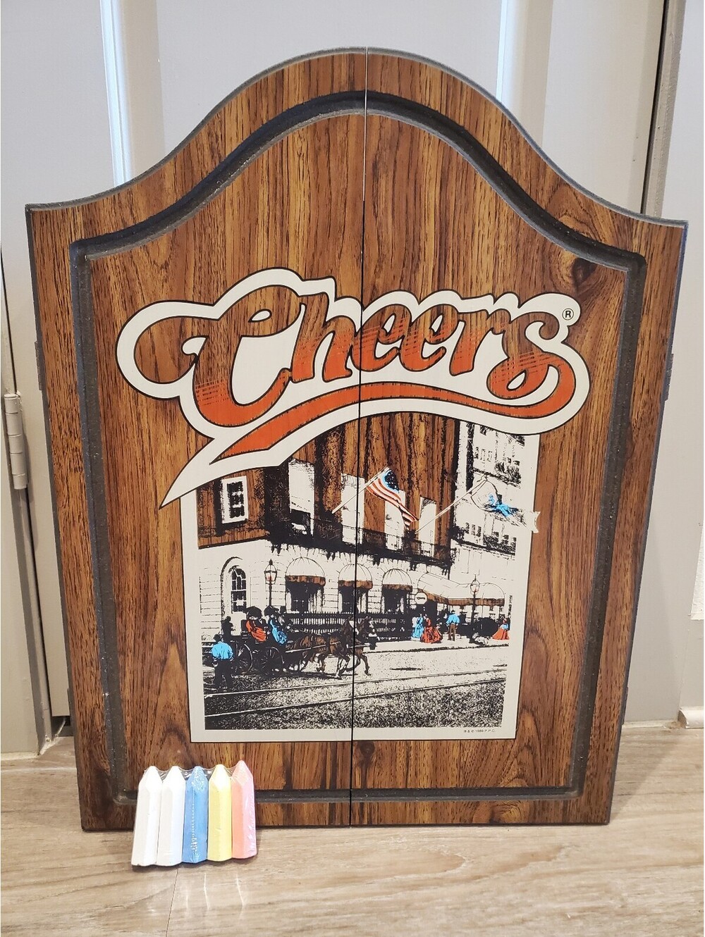 Vintage Cheers TV Show Dart board Cabinet